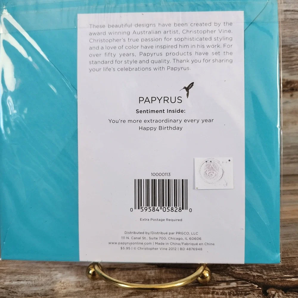 Papyrus Christopher Vine Birthday Card Blue Glitter Floral Stiletto Red 2012
